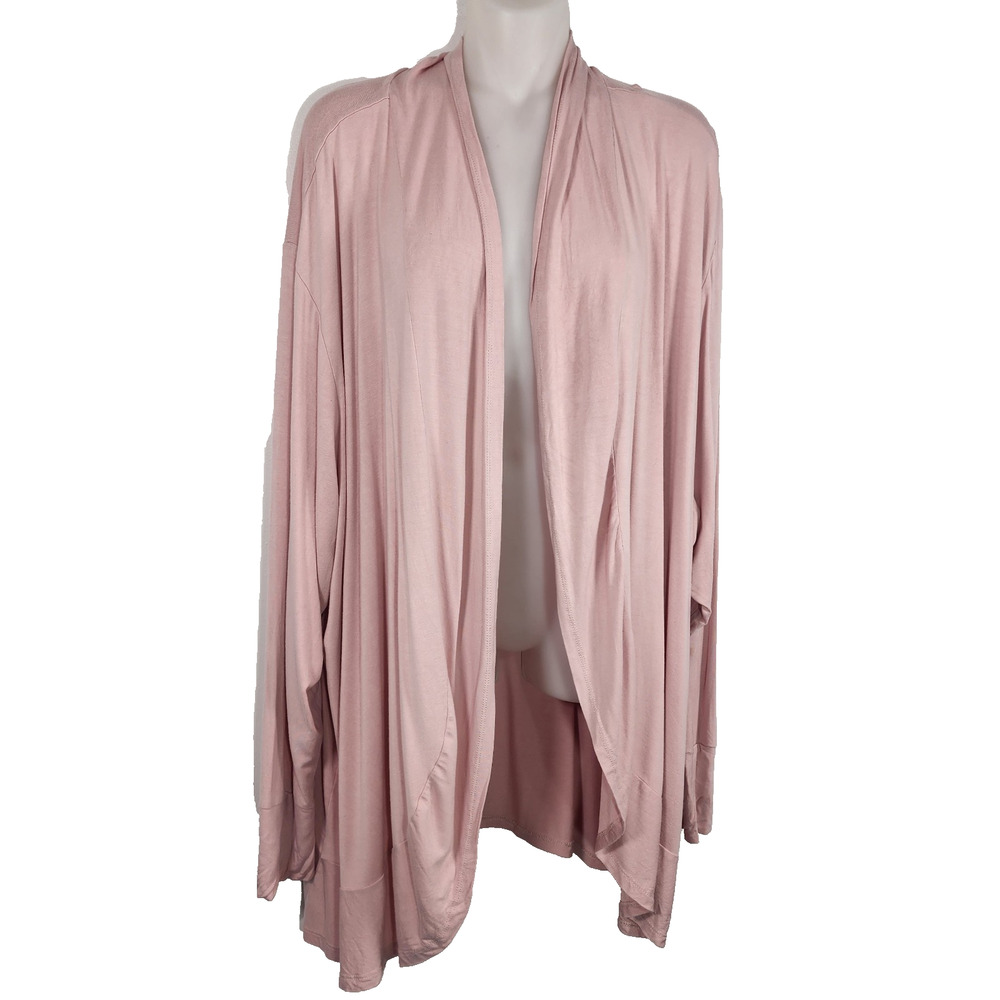 Maurices Women Cressa Cardigan 4X Open Front Flowy Jersey Knit Pink Long Sleeve